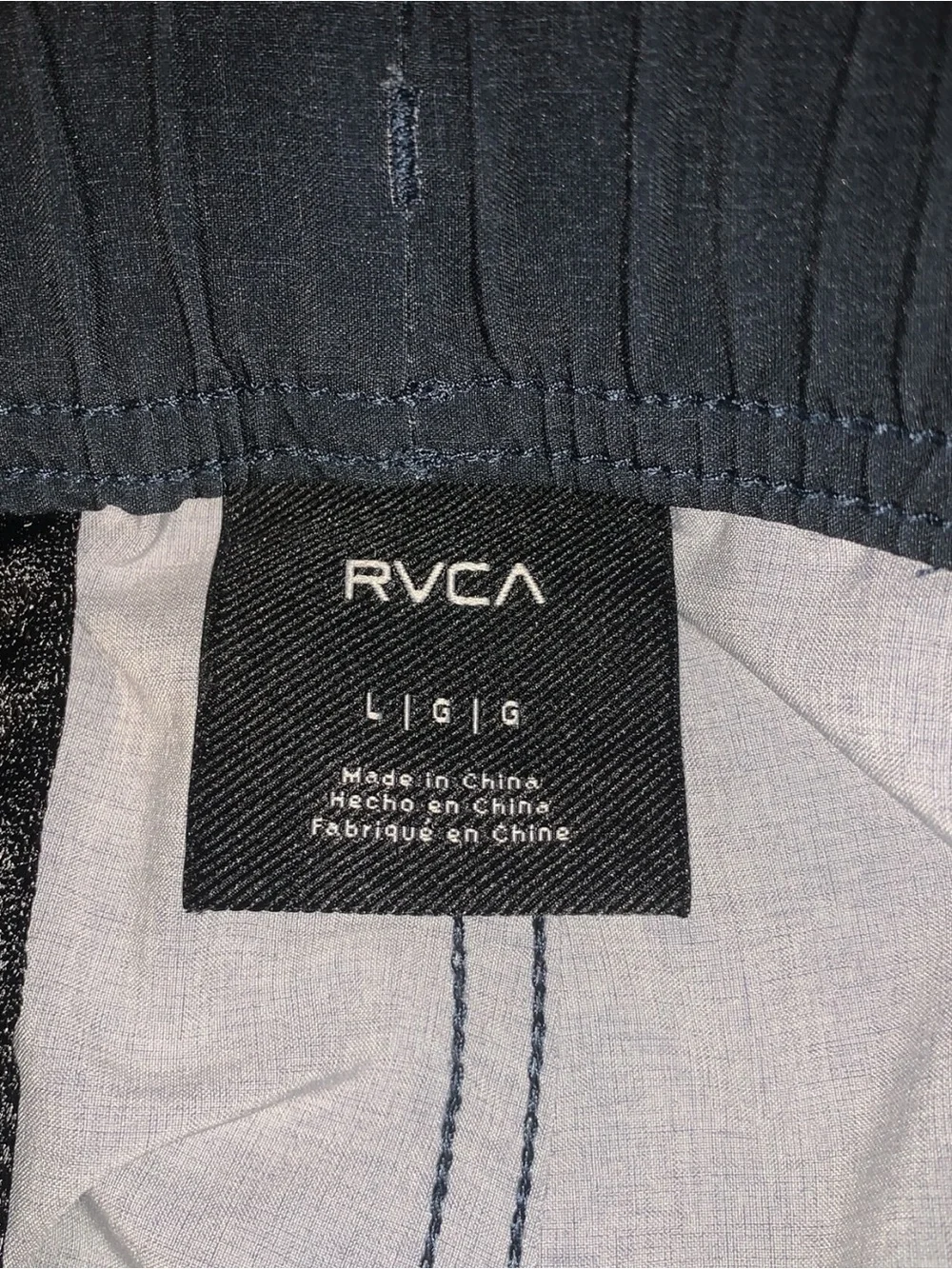 RVCA Men’s Large Navy Blue Swim Shorts with Pink & Yellow Dot Clusters